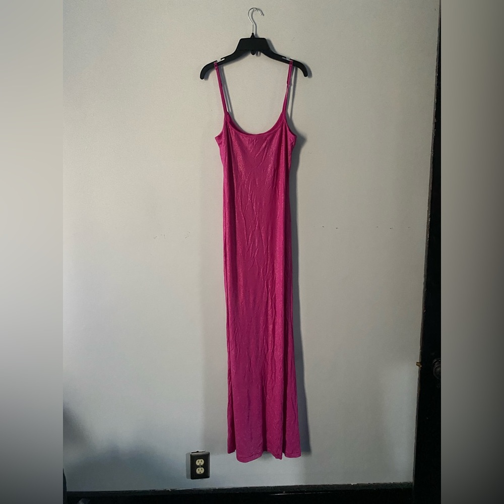 Skims Barbie pink shimmer lounge maxi